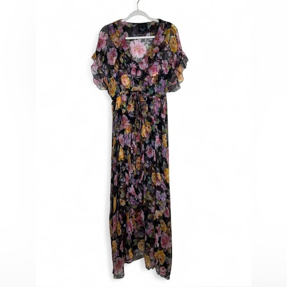 Johnny Was Suri Ruffled Floral Silk Maxi Dress. 100% silk - Picture 2 of 8